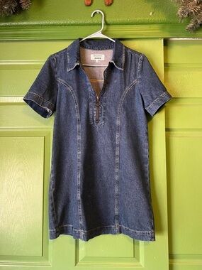 Reformation Loeb Denim Mini Dress in Dark Blue